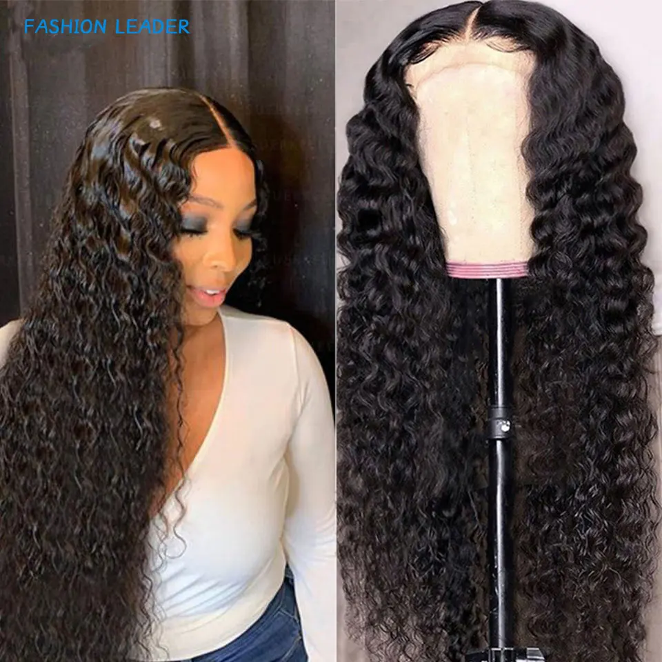 

16 28 Inch Deep Wave Human Hair Wig 4X4 Lace Closure Wigs For Women 13x4 Pre-Plucked Natural Hairline Deep Curly Lace Front Wigs