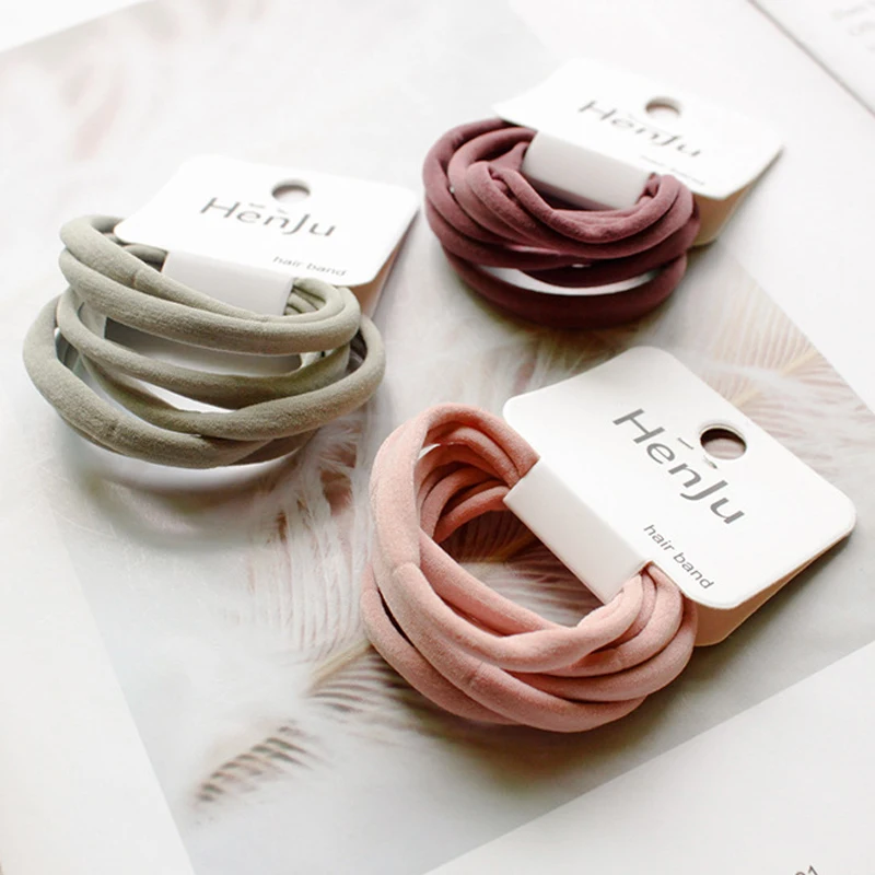 6 шт./компл. высокое эластичное кольцо для волос милые цветные базовые резинки