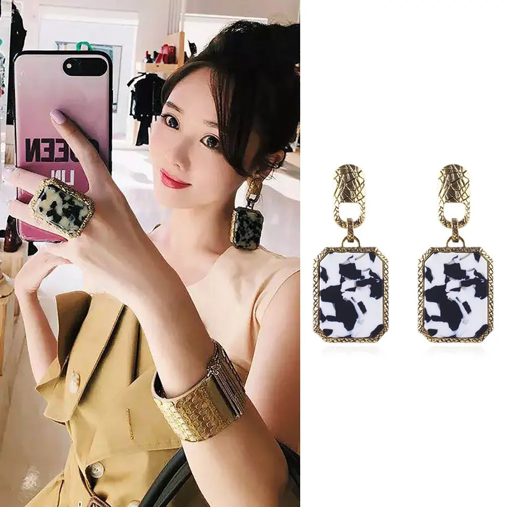 Women Leopard Print Dangle Earrings Personality Gorgeous Geometric Female Fashion Jewelry Ladies Best Birthday Gift | Украшения и