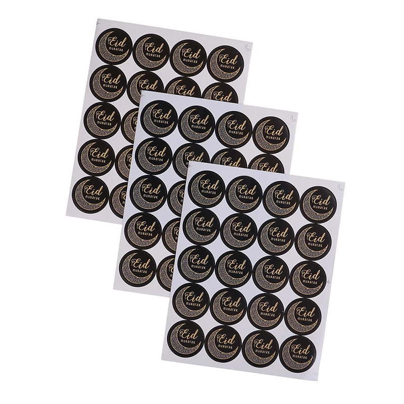 

60x Eid Mubarak Paper Stickers Gift Seal Labels Islamic Ramadan Party Decor