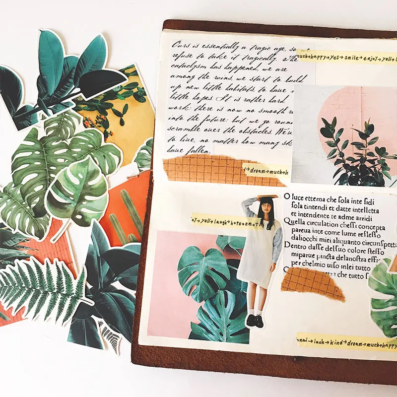 9 шт./упак. 2019 винтажные широкие листья дамские слова наклейка сделай сам альбом