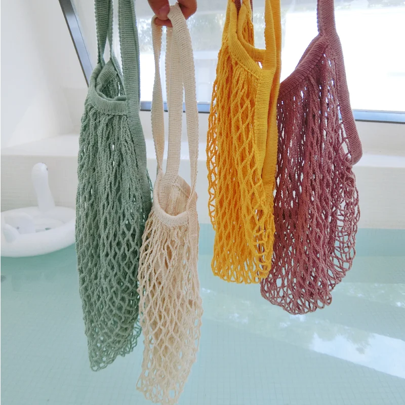 

1PCS Large Cotton Totes Shopping Bags foldable Mesh Net String Shopping Bag Reusable Shopping bags Fruit Storage Handbag