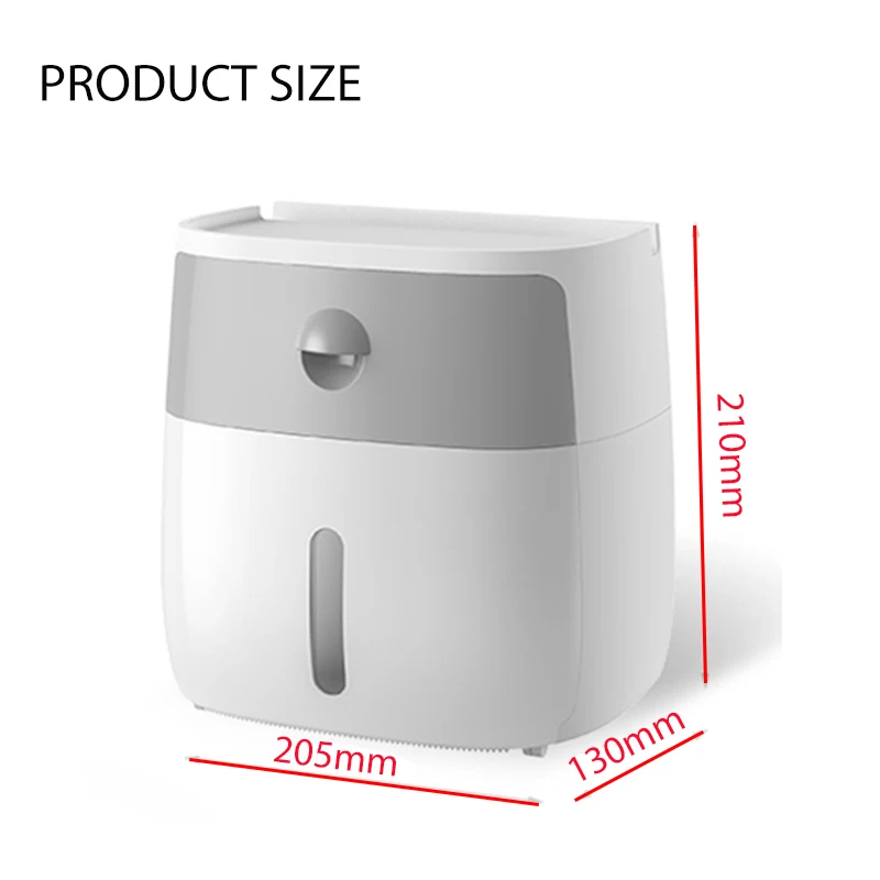 

Household Toilet Paper Holder Waterproof Wall-Mounted Bathroom Storage Box With Shelf Plastic Tissue Box WC Roll Paper Holder