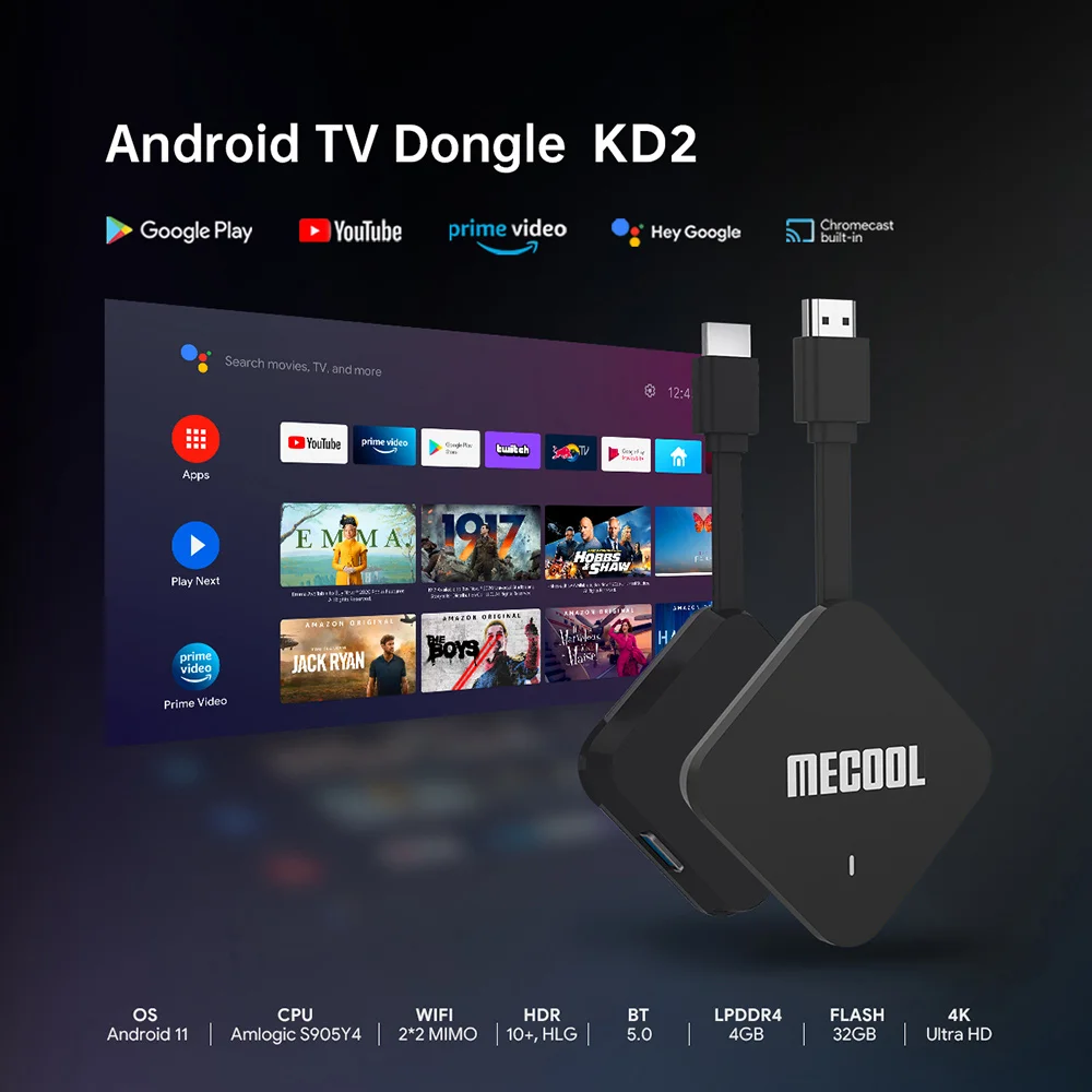 ТВ-приставка Mecool KD2 Amlogic S905Y4 Android 11 4 + 32 ГБ Wi-Fi | Электроника