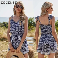 summer floral jumpsuit ruffle spaghetti strap jumpsuit holiday prairic chic women fashion 2021 secense