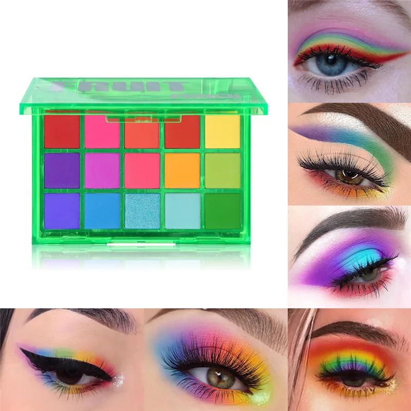 

Sweet Party Eyeshadow Pallete Neon Makeup Palette 15 Shimmer Glitter Matte Shades Matellic Nude Blendable Pigment Powder