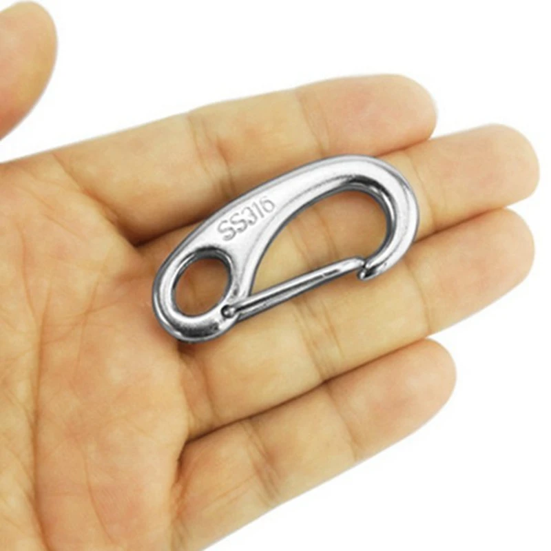 

10 Pcs 316 Stainless Steel Egg Shape Spring Snap Multifunctional Hiking Camping Belt Carabiner Quick Release Hook