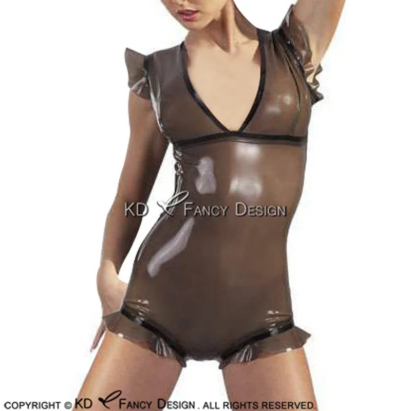 Прозрачный черный сексуальное платье без рукавов из латекса Купальник с