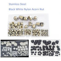 80115pcs acorn nut m3m4 m5m6 m8m10m12 black white nylon acorn nut stainless steel hexagon dome cap nut blind nut assortment kit