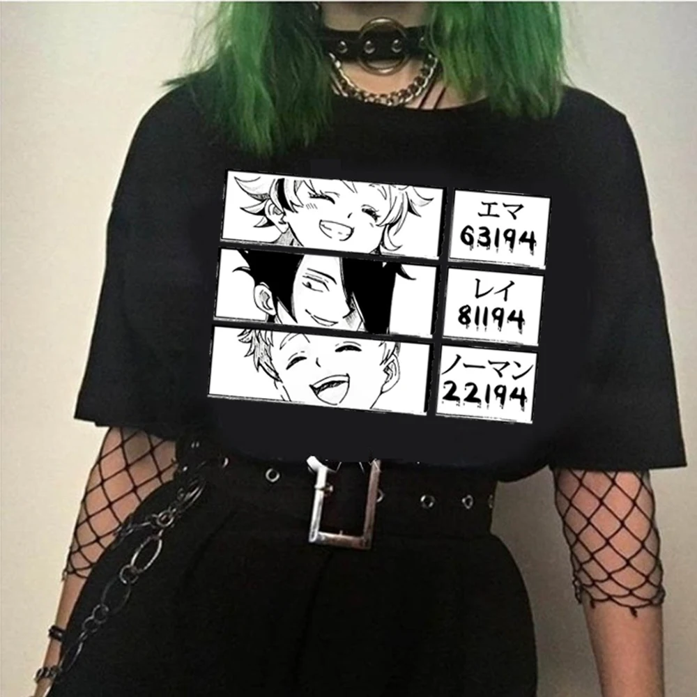 

Удобная хлопковая Футболка с круглым вырезом The Promised Neverland Emma Ray and Norman