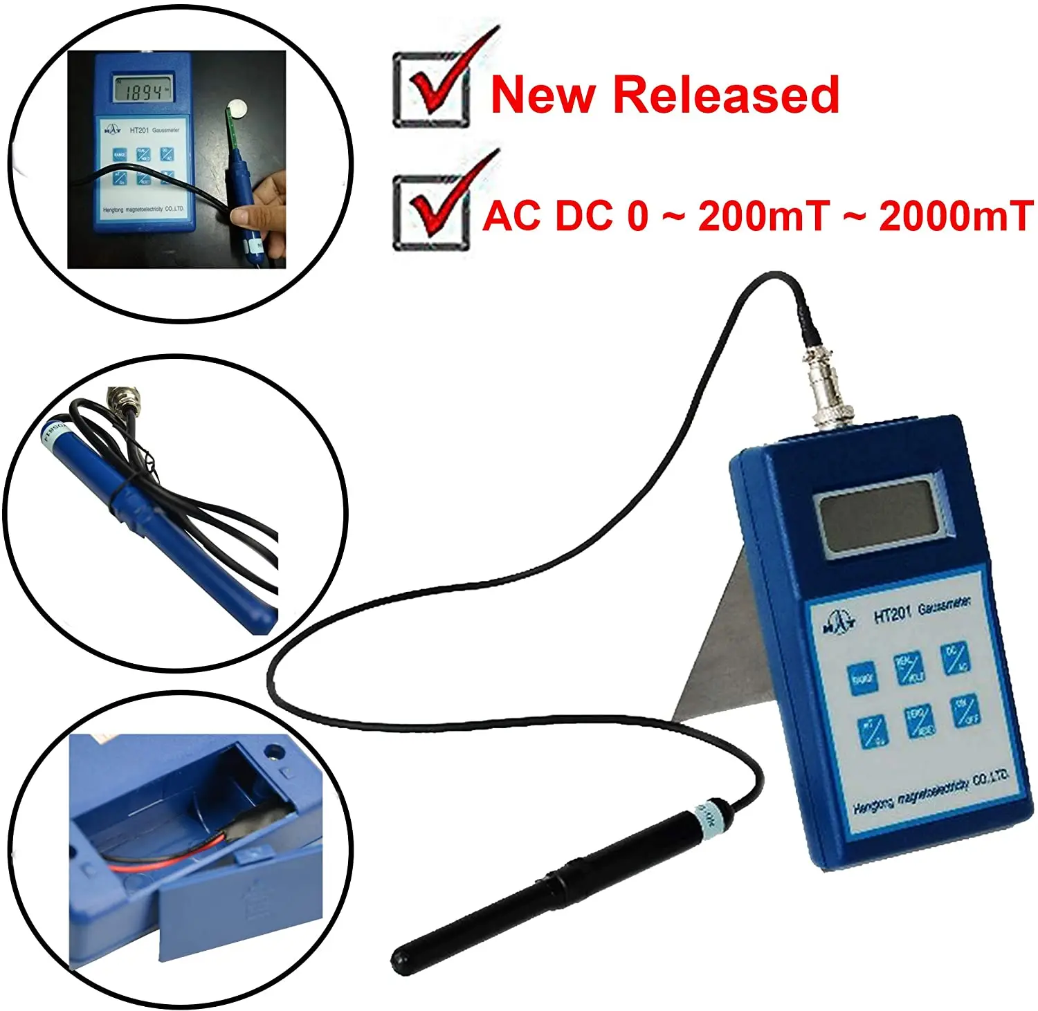 

HT-201 HT201 0-200mT-2000mT digital gauss tesla meter