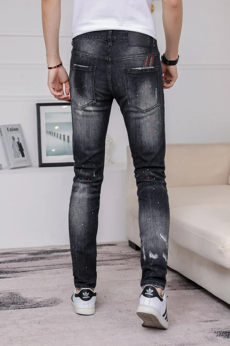 2020 European street D2 Italian brand of high quality jeans fit jeans jeans elastic jeans pants zipper pencil pants