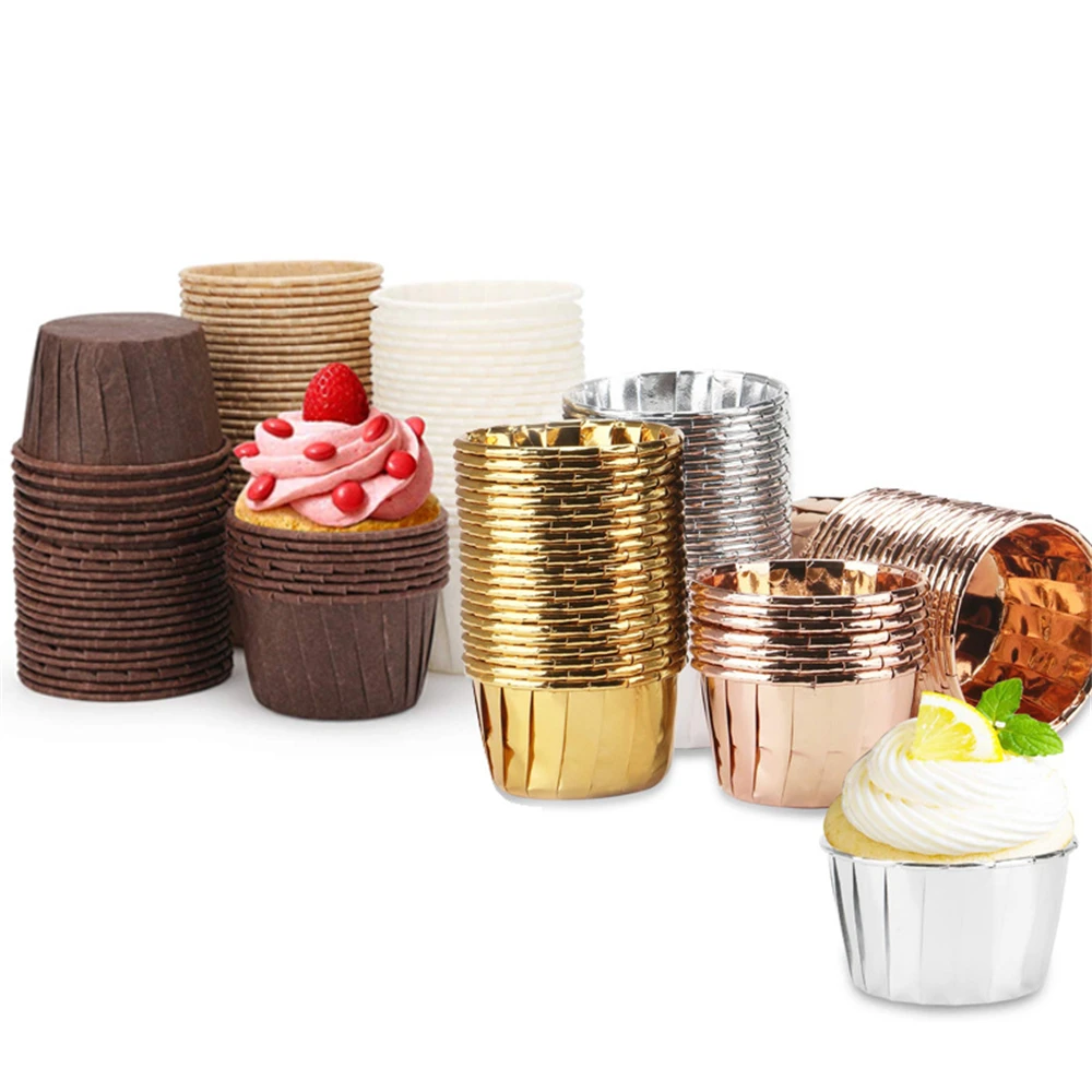 

50Pcs Large Cupcake Foil Cupcake Wrapper Paper Wedding Caissettes Muffin Cupcake DIY Baking Cake Mould Muffin Cupcake Molds