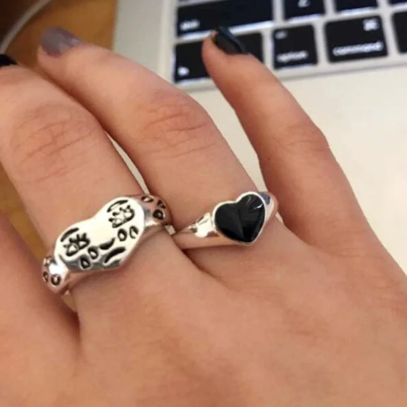 

Black Cry Face Rings for Women Trendy Fashion Female Open Ring Finger Rings Jewelry Ladies Bar Night Club Jewelry Gifts