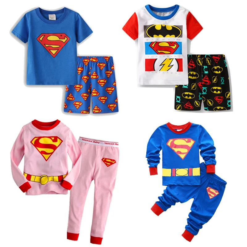 Детские костюмы с принтом Бэтмен для мальчиков детская пижама Детский комплект