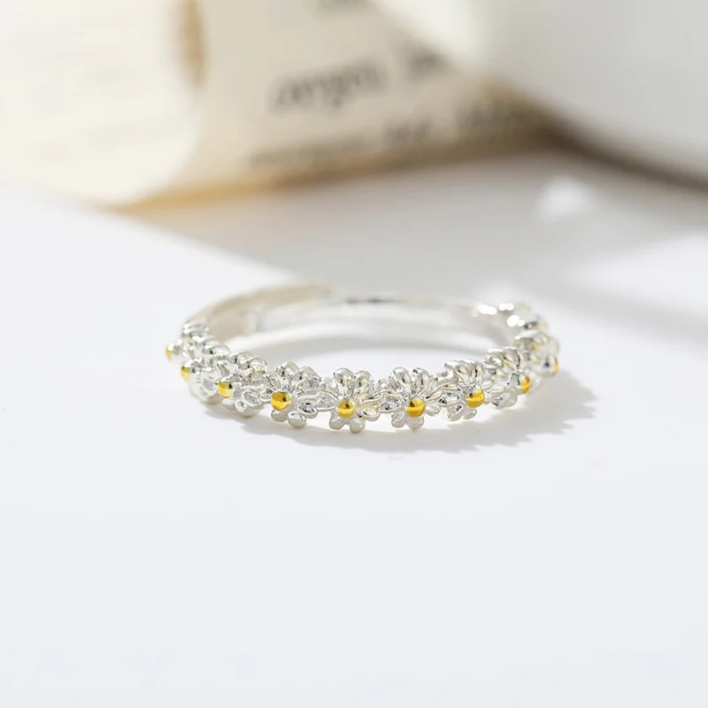 Женское кольцо с цветком ZYZQ открытое двухцветное ювелирное изделие маргариткой |