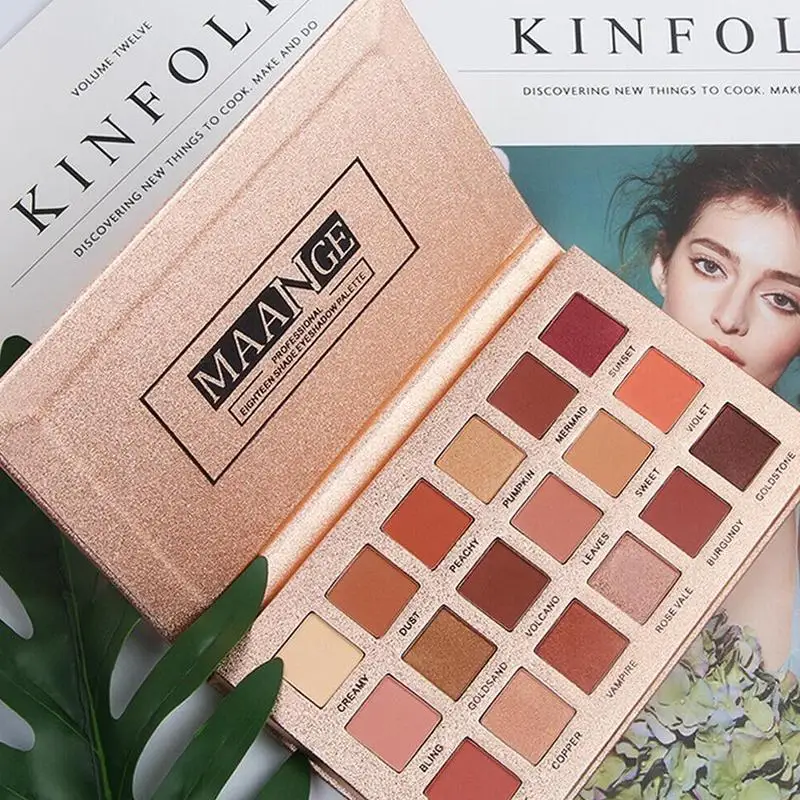 Палитра теней для век 18 цветов профессиональная мягкая Гламурная матовая