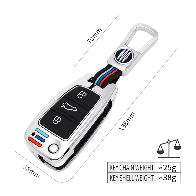 

Zinc Alloy Key Shell Color Bar For Audi Car A3 A4 A5 C5 C6 8L 8P B6 B7 B8 C6 RS3 Q3 Q7 TT 8L S3 TT Cover Folding Shell Keychain