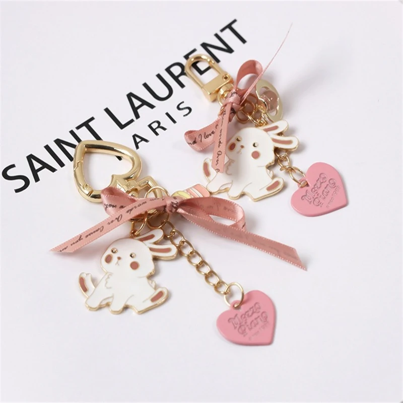

New Girl Cute Rabbit Car Keychain Pendant Attractive Pink Love Pendant Jewelry Gift Women Backpack Bag Accessories For Traveling