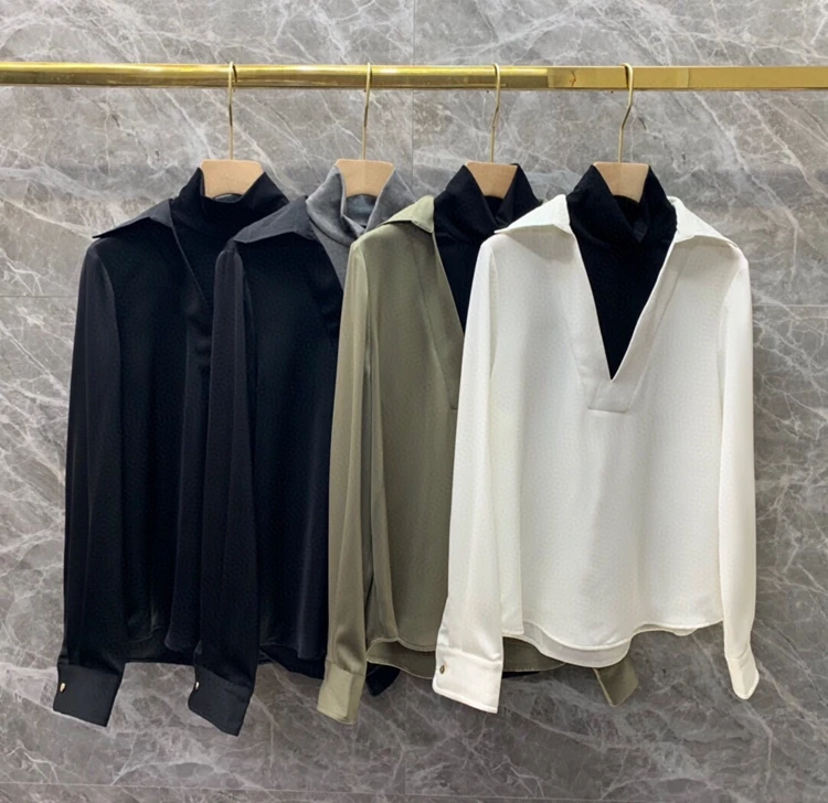 

Новинка 2021, модная женская верхняя лацкана с высоким воротником, подходящая ко всему верхняя одежда из двух частей, 821