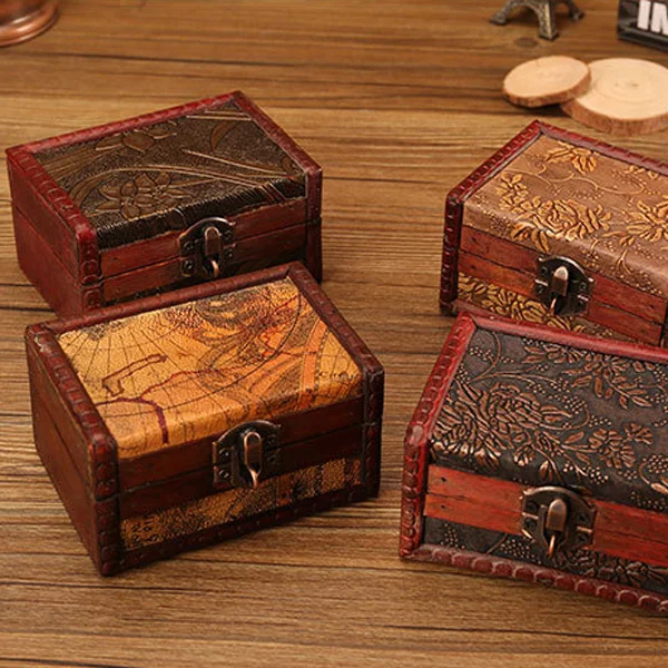 Деревянная шкатулка антикварная коробка для сокровища Свадебный декор