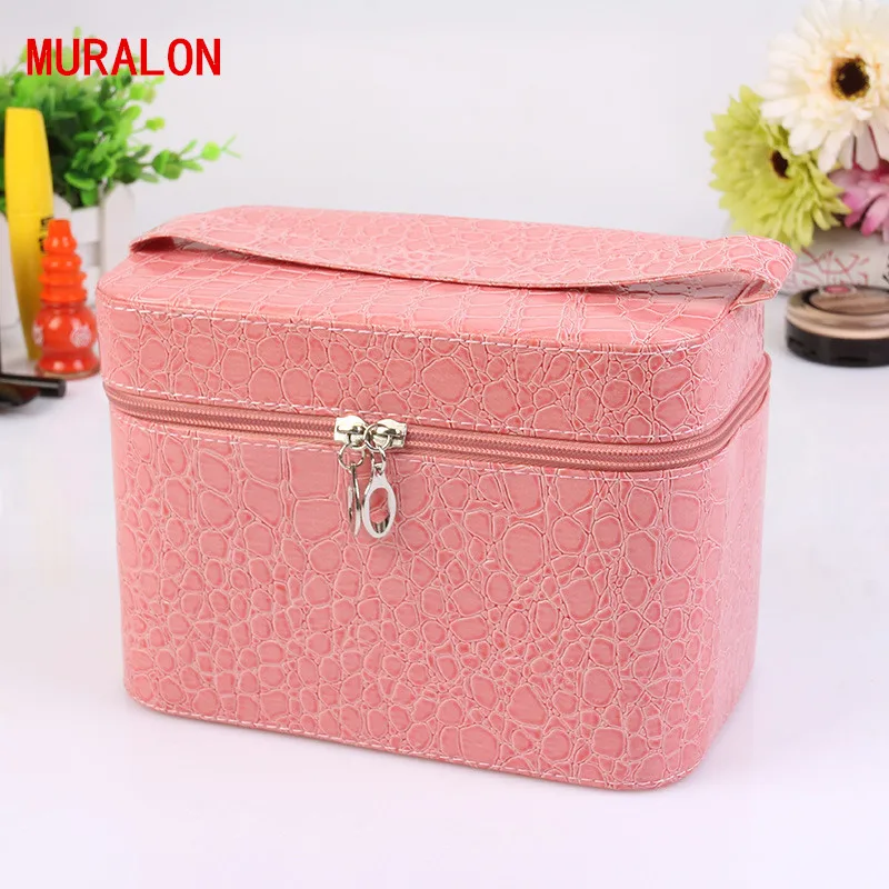 

A Cosmetic Case European and American Style Simple and LargeCapacity PU Crocodile Pattern Portable Storage Bag