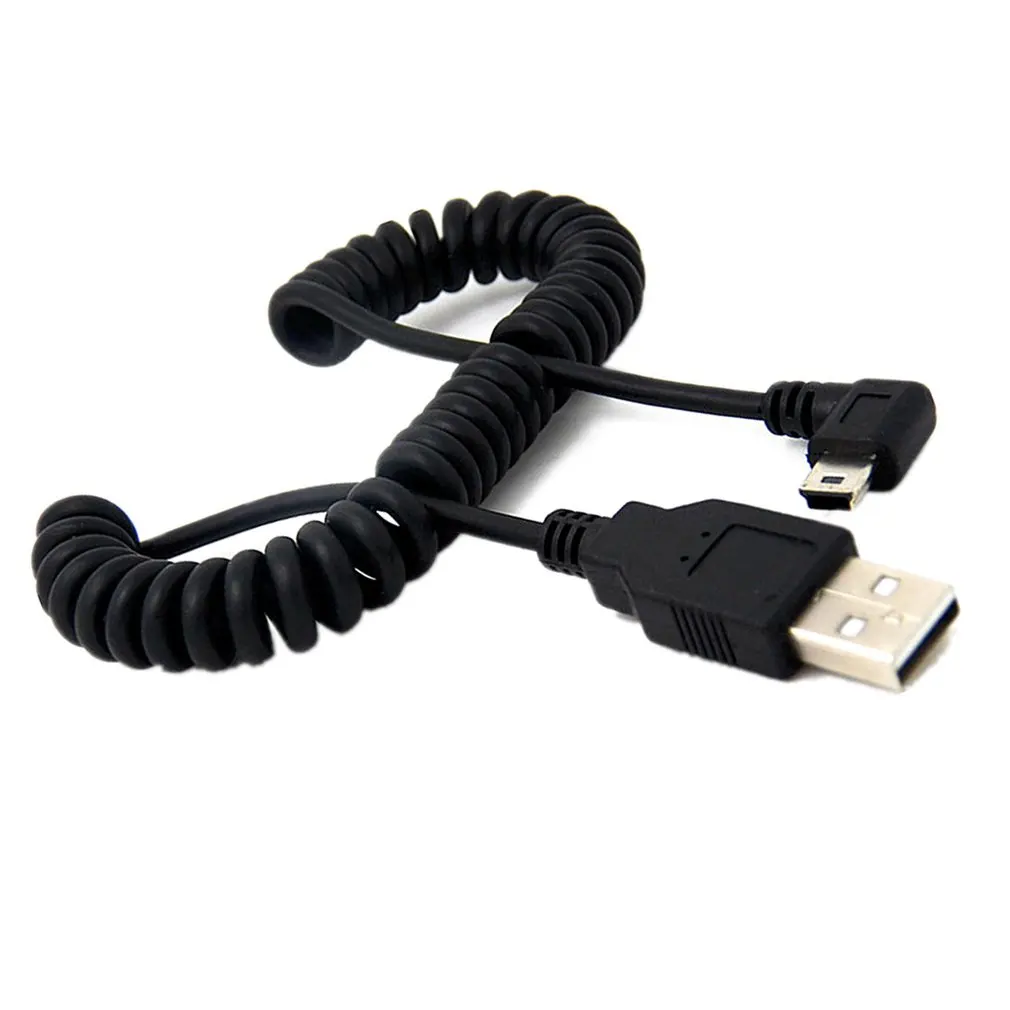 Прямой угол 90 градусов спиральный адаптер Шнур кабель USB 2 0 a папа 1 шт. к мини 5