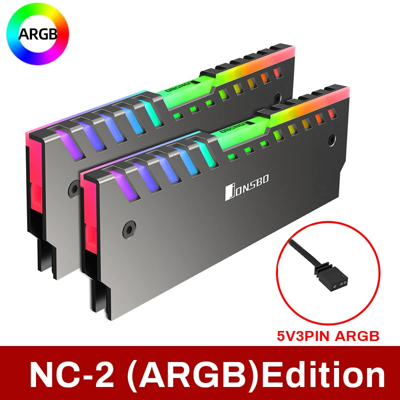 Jonsbo Nc-2 2Pcs Memory Ram Heatsink Cooler Support Desktop Motherboard Aura Control Color 12V RGB Aluminum Alloy Shell | Компьютеры и