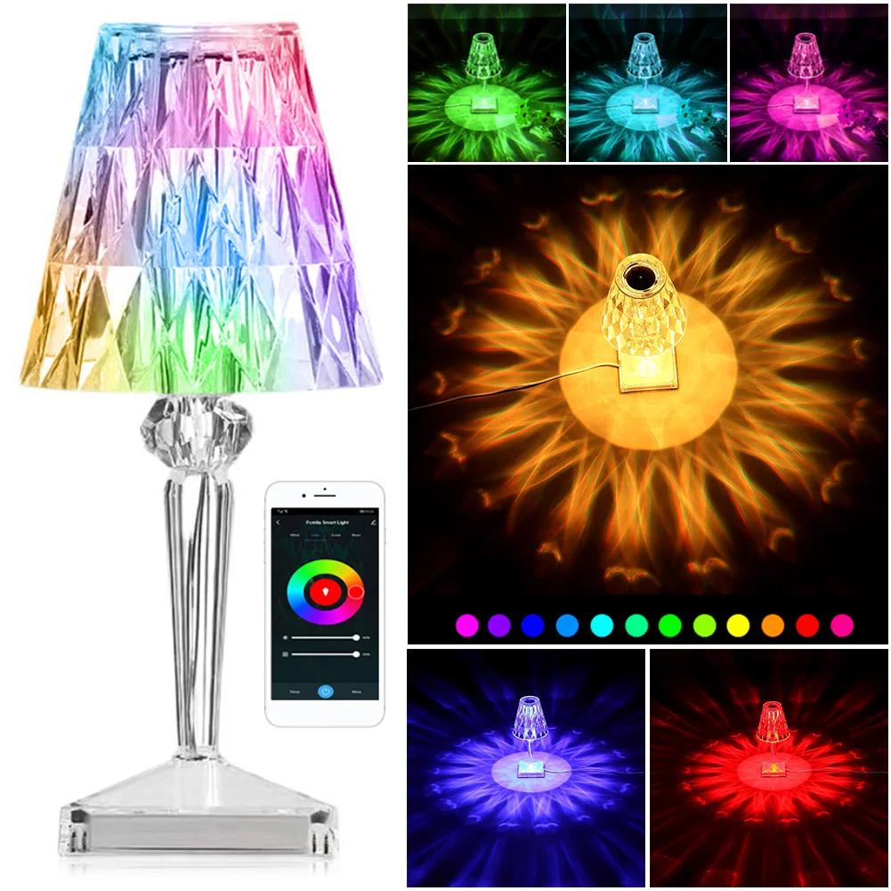 

Crystal Table Light Transparent Prism Desk Night Lamps Nordic Acrylic Pendant Lamp Bedroom Living Room Bedside Decoration