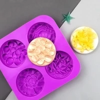4 cavity flower shape silicone soap mold diy handmade mould for soap cake pudding kitchen baking silicone molds tools