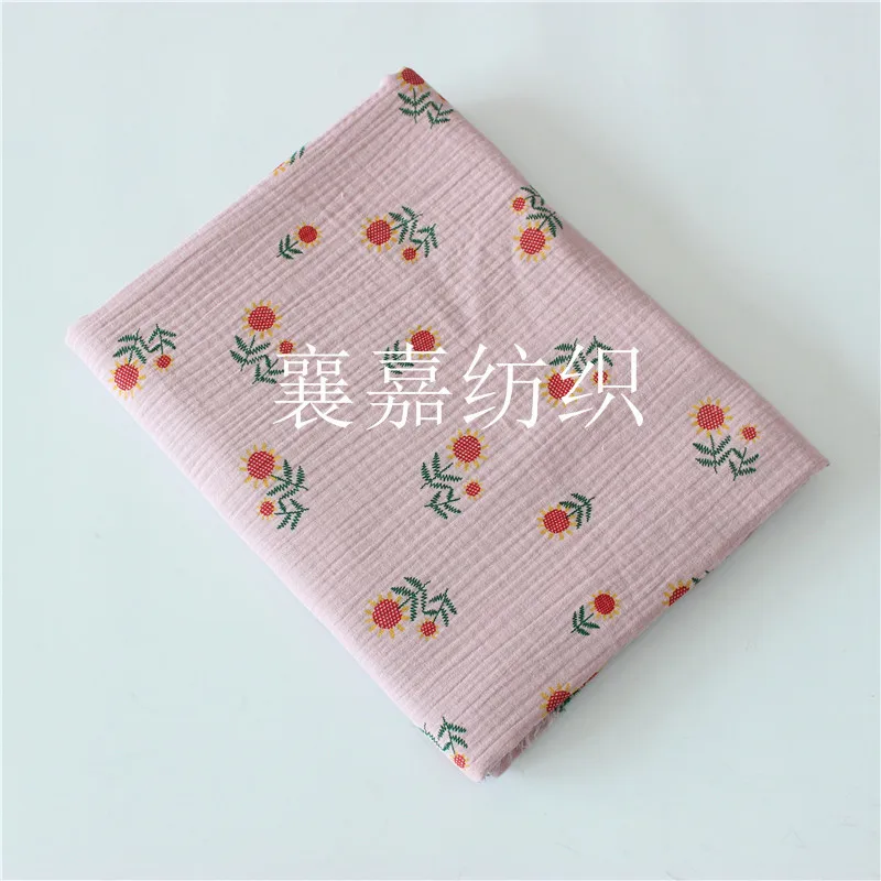 Хлопковая и льняная креп-ткань детская одежда с принтом двойной марли