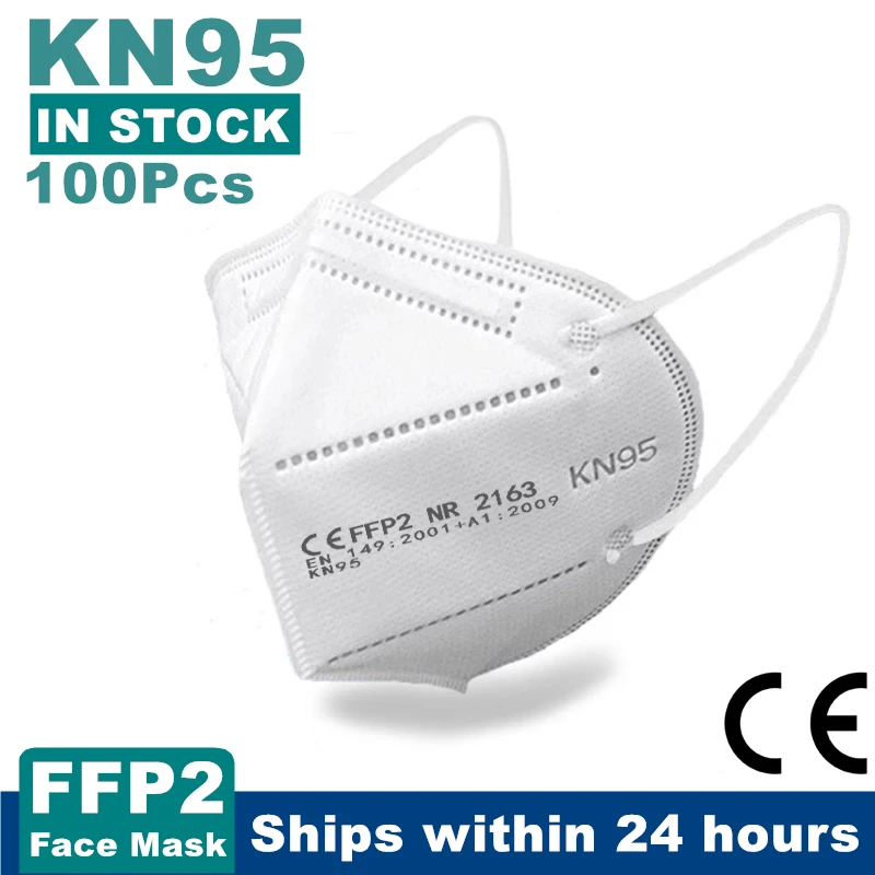 Маска для лица FFP2 5 слоев фильтра дышащая взрослых KN95 100 шт. | Красота и здоровье