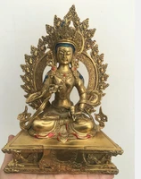 r0720 details about 10tibet bronze gild sit tara kwan yin statue 26cm h