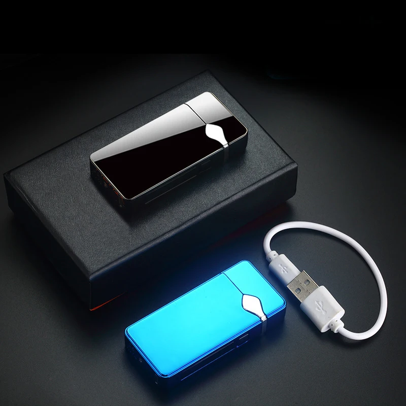 Новая ветрозащитная двухдуговая Зажигалка беспламенная электронная заряжаемая