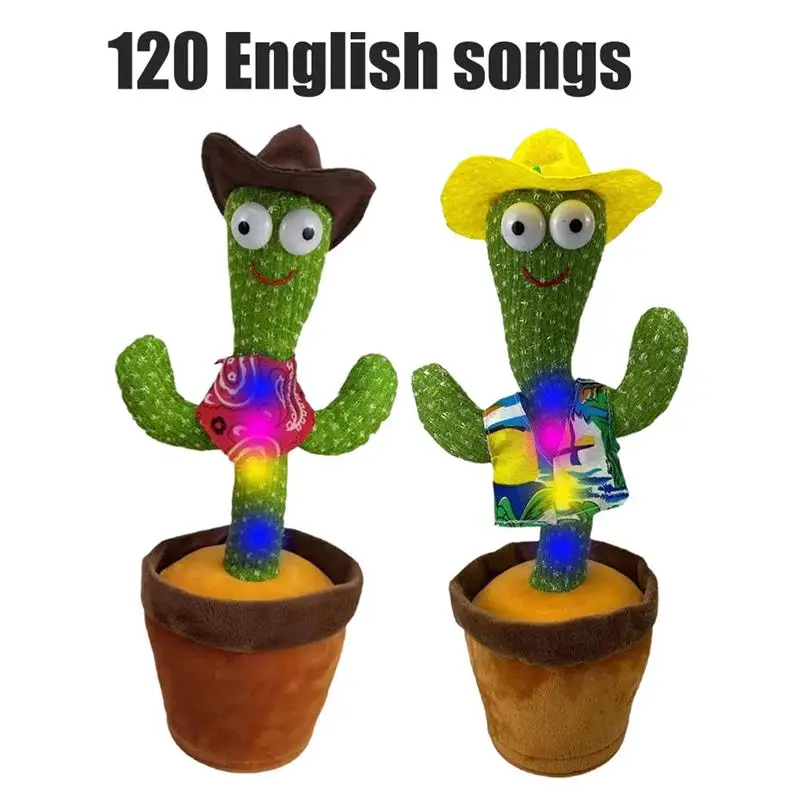 

Cactus Plush Toy Electric Singing 3/120 Song Dancing And Twisting Cactus Luminous Recording Learning To Speak Twisting Plush Toy