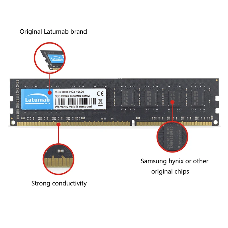 Latumab DDR3 4 GB/8 GB/16 GB/32 GB/DDR3 PC3 1066 МГц 1333 1600 МГц 1866 10600 12800 8500 Pc оперативная память Настольный сервер модуль памяти Ram