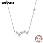 WOSTU серебро 925 пробы, прозрачное CZ мерцающее ожерелье со подвеской из звезд для женщин, свадебные семейные подарки, изысканные ювелирные изделия FIN419
