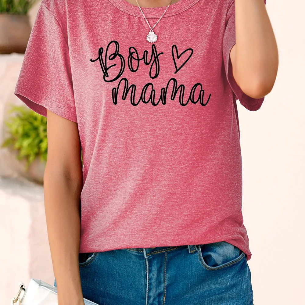 

Lady Women Novel Harajuku Style Female Tops Comfort Casual Creative Clothes T-Shirt Trend Boy Love Mom Letter Print Originality