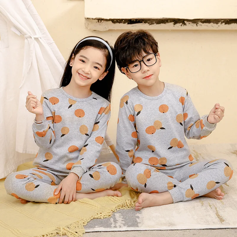 Пижамы для маленьких мальчиков и девочек Новая Осенняя детская одежда с длинными