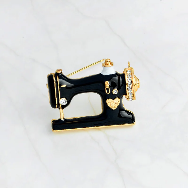 Винтажные черные брошь в виде швейной машины женские броши с эмалью для
