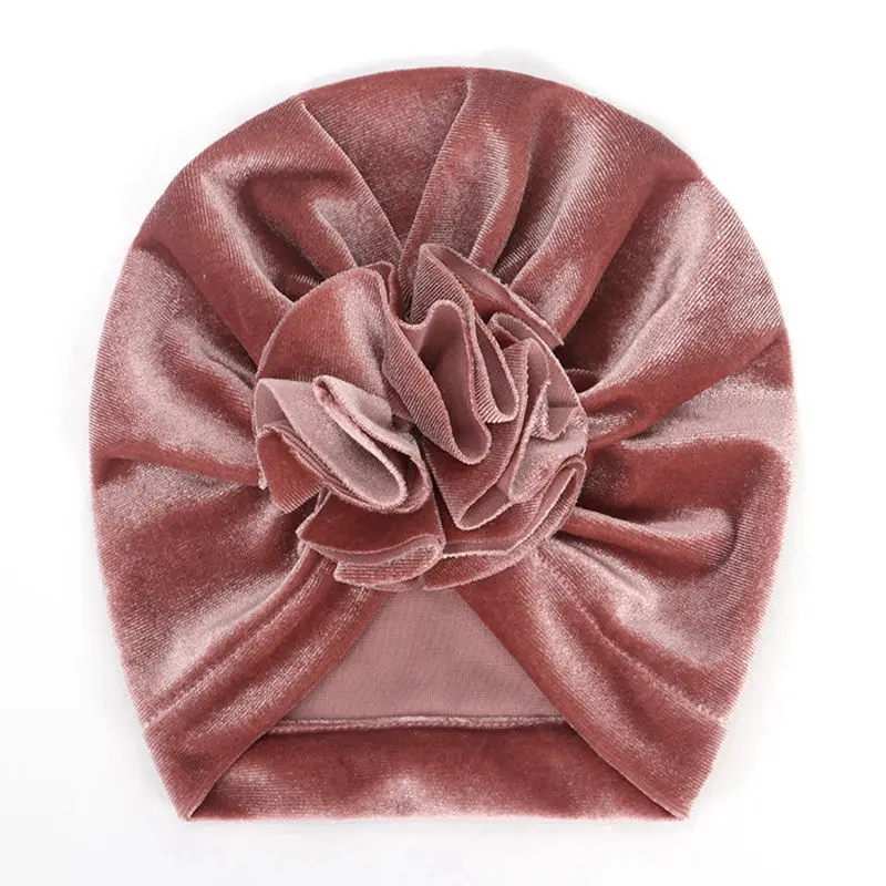 Новинка зимняя женская Шапка-бини с узлом золотистая бархатная детская теплая