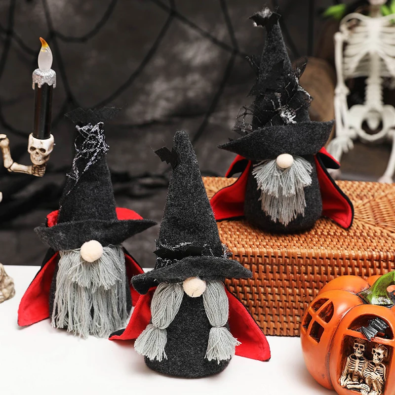 

Halloween Witch Gnome Dolls Handmade Swedish Plush Tomte Event Party Desktop Ornament Home Decoration Kids Presents