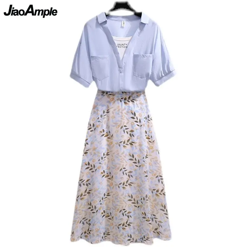 Женский комплект одежды из 2 предметов лето 2024 элегантная шифоновая юбка в