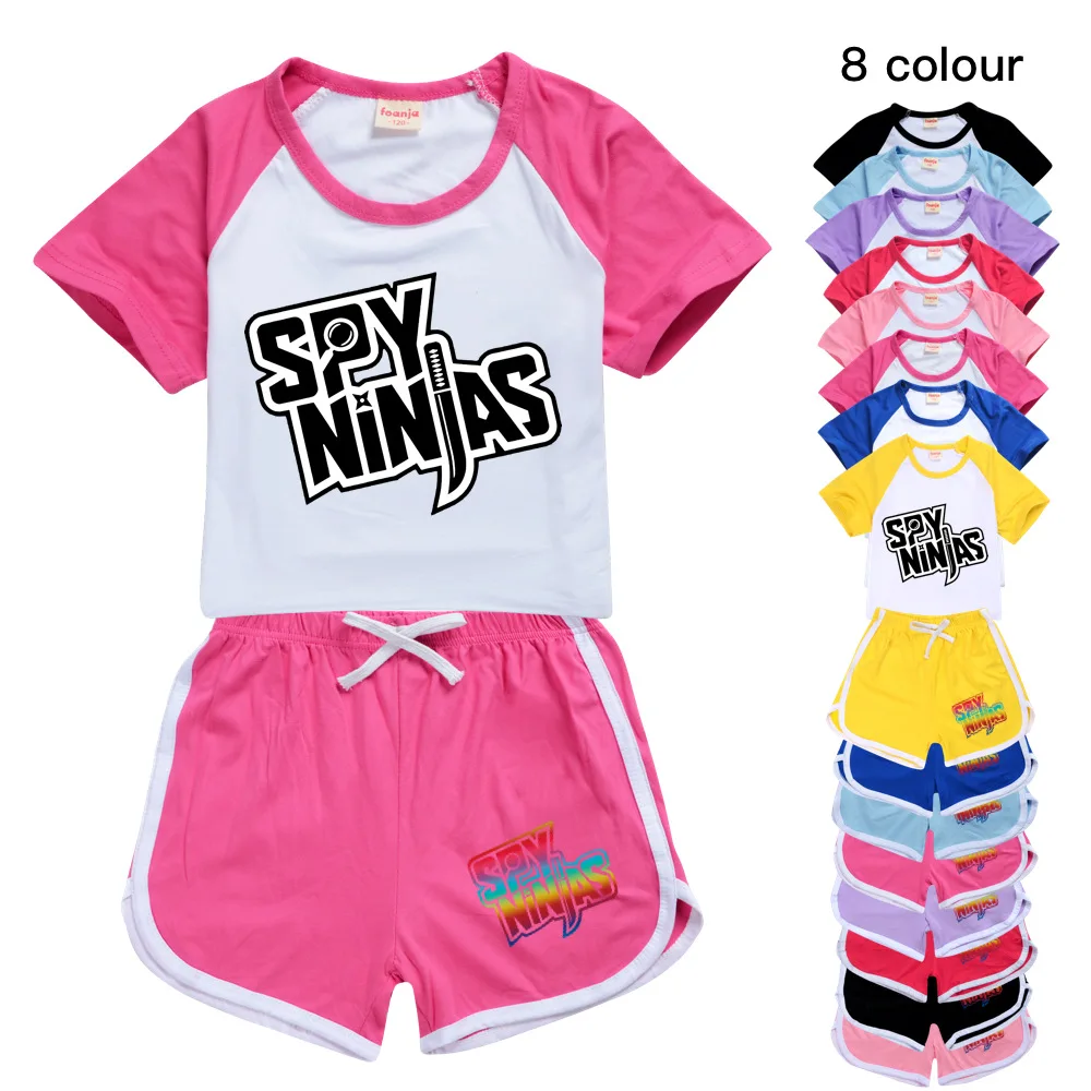 

2021 Girls Boys Summer Clothing Set SPY NINJA Kids Sports T shirt +Pants 2-piece set Baby Clothing Comfortable outfits Pyjamas