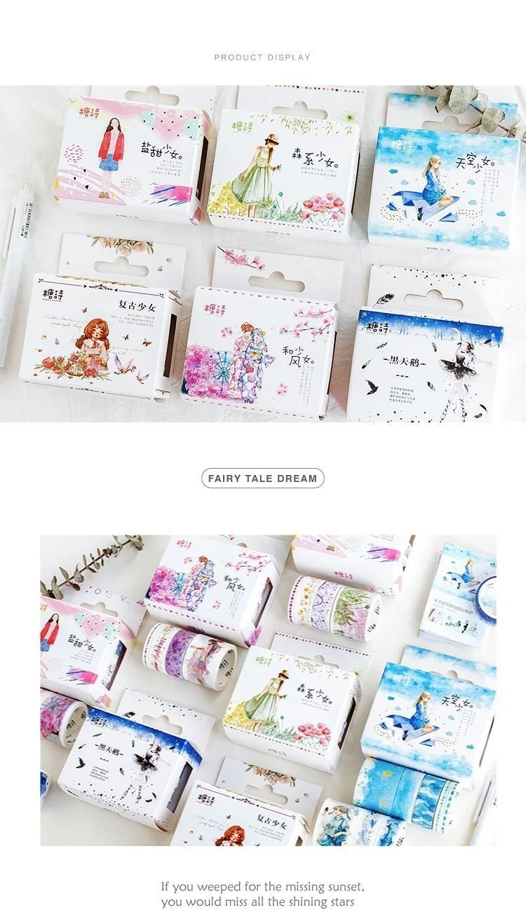 8 шт./лот Красочные DIY лента для декорации Washi Скрапбукинг клейкую ленту наклейки Скрапбукинг Washitape стиральная лента 024033