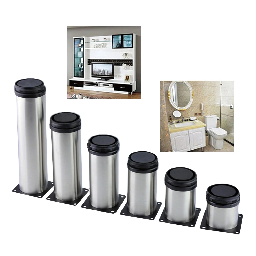 

60/80/100/120/150/200mm Adjustable Metal Sofa Feet Stainless Steel + ABS Material Adjust Furniture Height Hardware Accessories