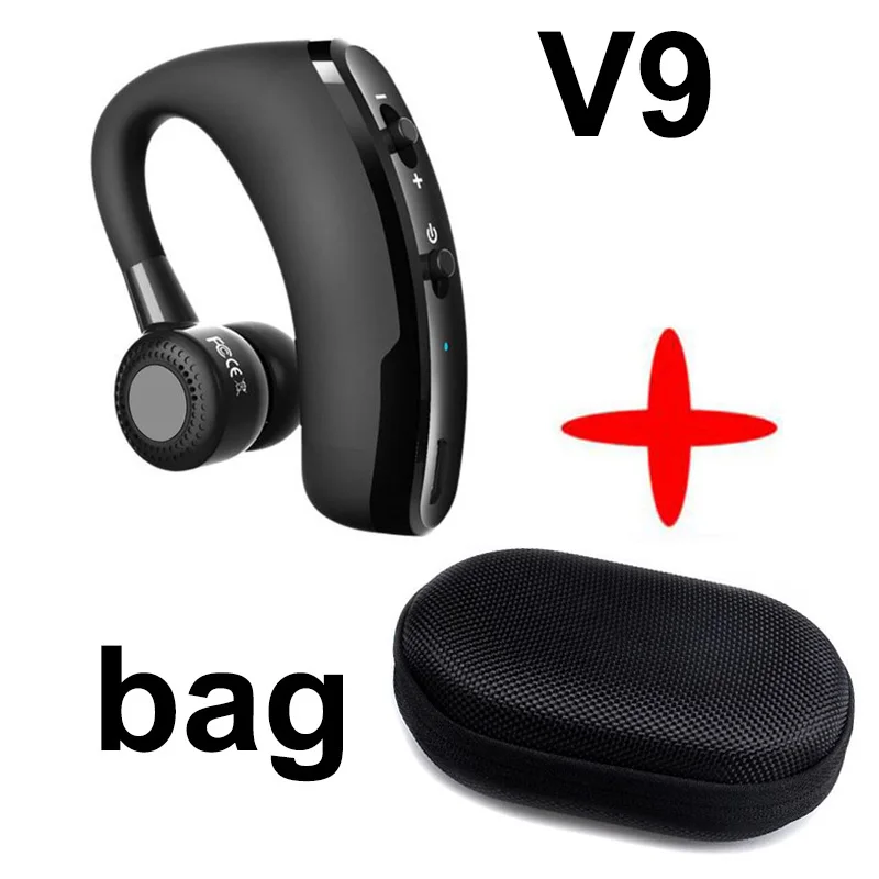 V8 V8S V9, деловые Bluetooth наушники, Спортивная беспроводная Bluetooth гарнитура, автомобильный драйвер, свободные руки, наушники с микрофоном, Audifon - Цвет: V9 with bag