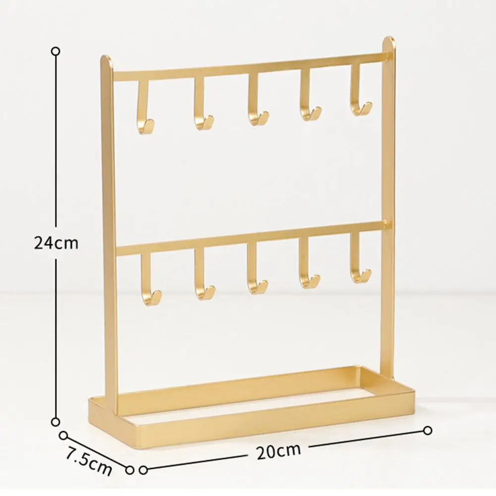 

Display Stand Two-layers Jewelry Storage Wrought Iron Earring Hanging Holder for Dresser