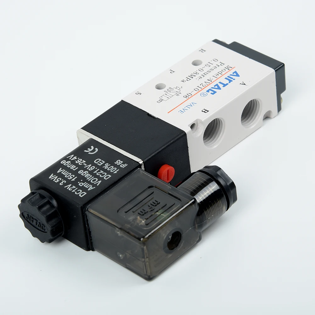 4V210 08 DC 12V электромагнитный пневматический клапан 5 портов 2 позиции и Соединитель
