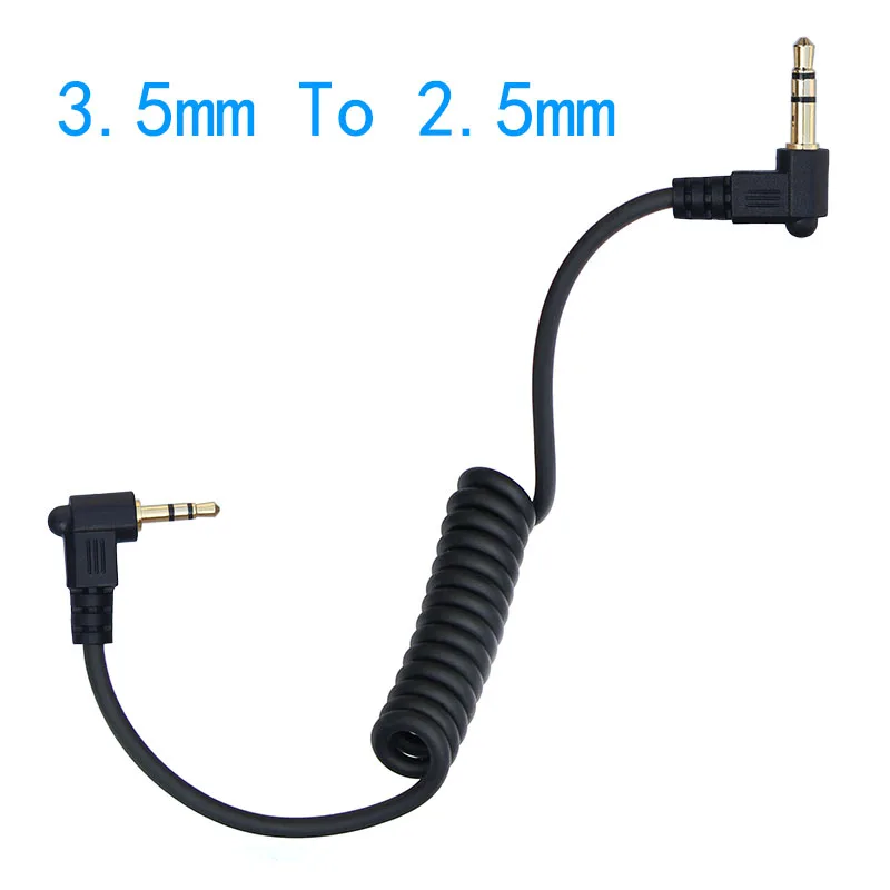3.5mm To 2.5mm Male To Male 3 Pole 90 degree Angled Audio Coiled Spiral  20cm For Camera Microphone